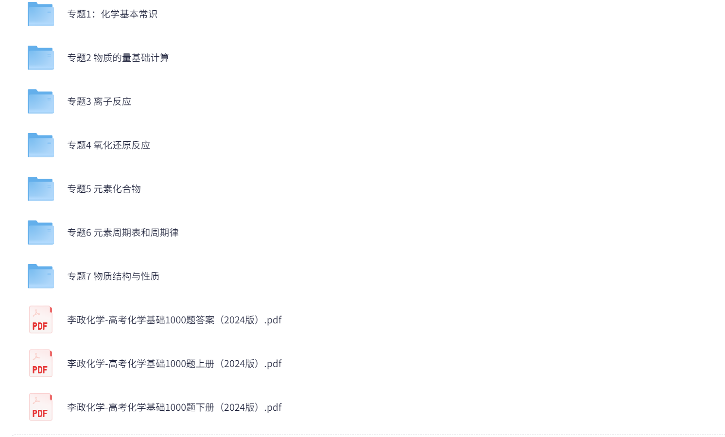 李政化学高考基础1000题资源封面
