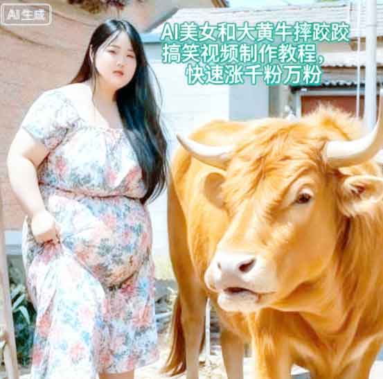 AI美女和大黄牛摔跤搞笑荒诞视频制作教程 AI美女和大黄牛摔跤搞笑荒诞视频制作教程