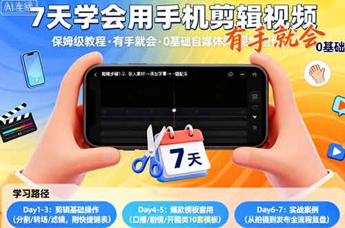 7天手机剪辑保姆级教程 0基础自媒体短视频创作
