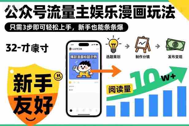 公众号流量主娱乐漫画玩法3步上手教程 公众号流量主娱乐漫画玩法3步上手教程