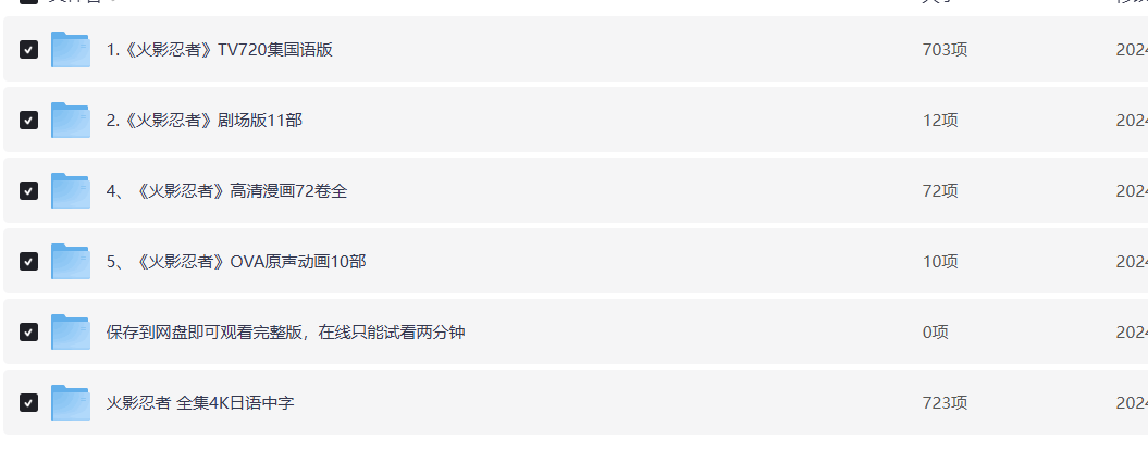 火影忍者720集全4K典藏版资源