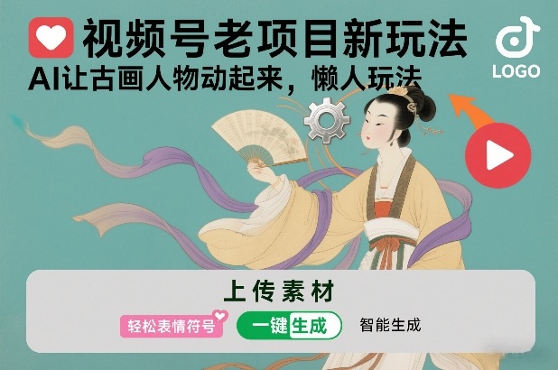 视频号AI古画人物动起来懒人盈利玩法教程