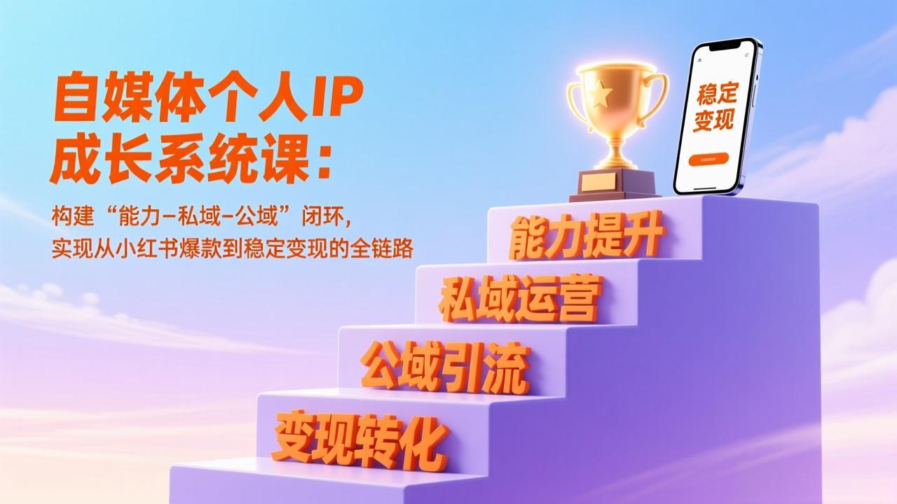 自媒体个人IP成长系统课：构建能力-私域-公域闭环，实现小红书爆款变现全链路