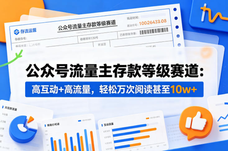 公众号流量主存款等级赛道教程封面 公众号流量主存款等级赛道教程封面