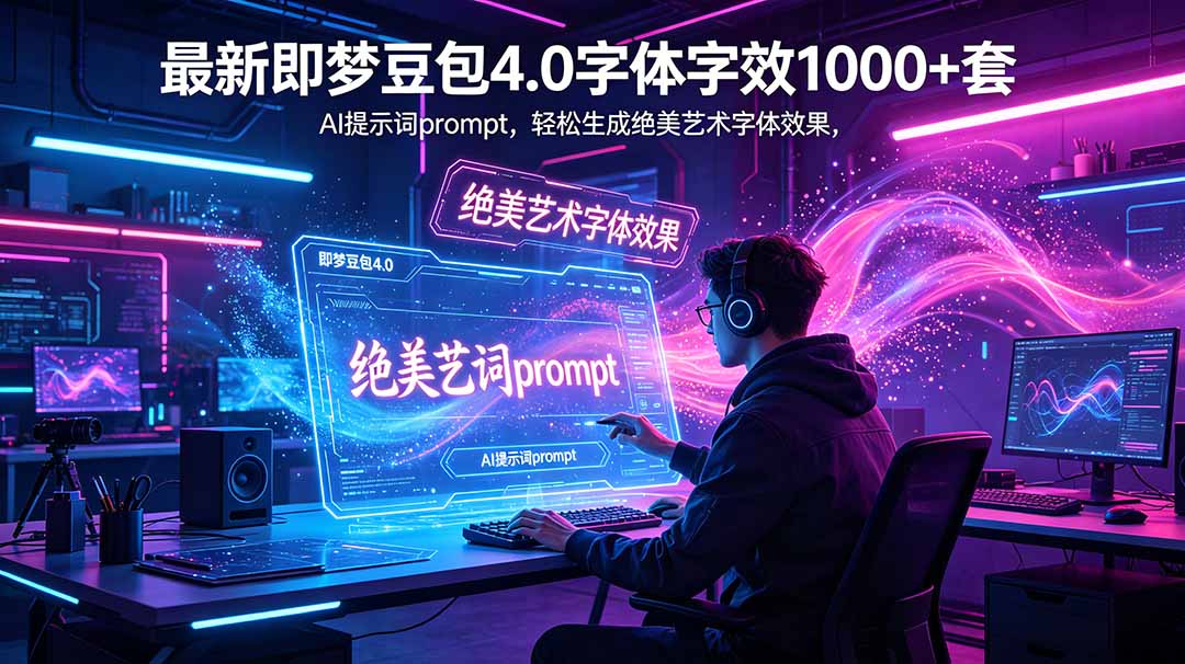 即梦豆包4.0字体字效AI提示词生成绝美艺术字体教程 即梦豆包4.0字体字效AI提示词生成绝美艺术字体教程