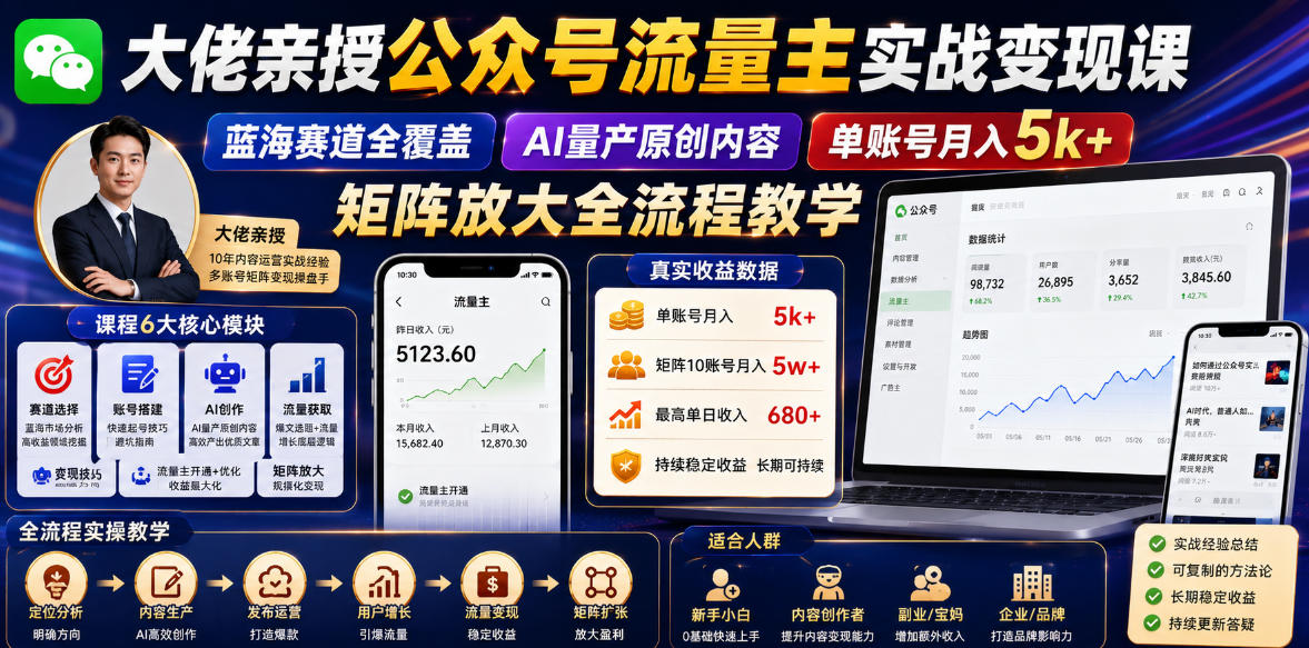 公众号流量主实战课程介绍
