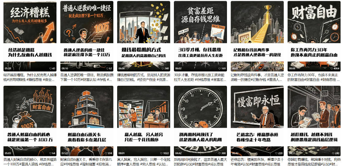 财富类书籍视频风格示例